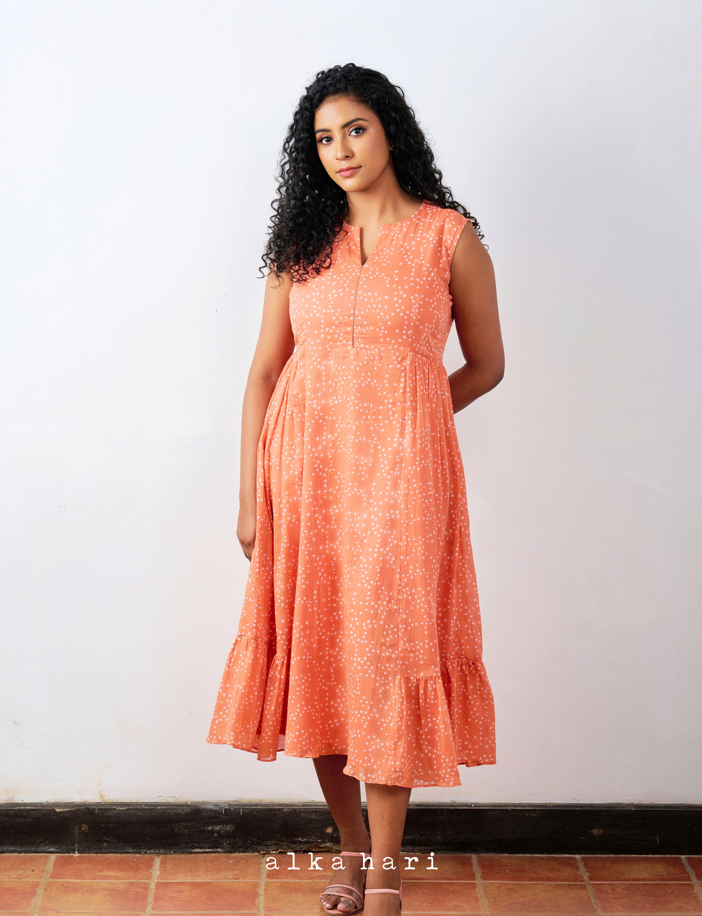 Orange Dotted Dress